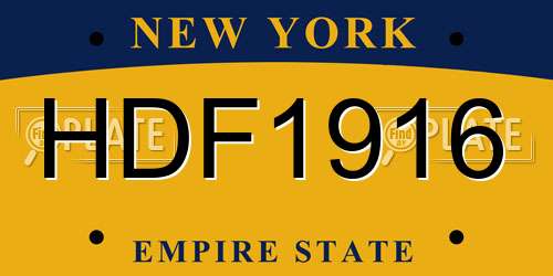 HDF1916 New York License Plate