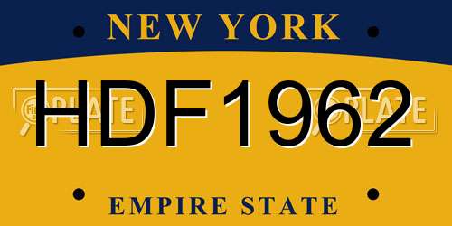 HDF1962 New York License Plate