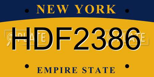 HDF2386 New York License Plate