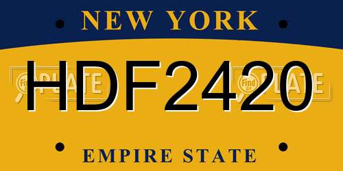 HDF2420 New York License Plate