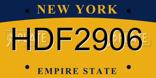 HDF2906 New York License Plate