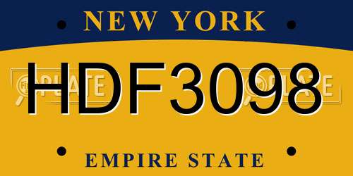 HDF3098 New York License Plate