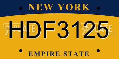 HDF3125 New York License Plate