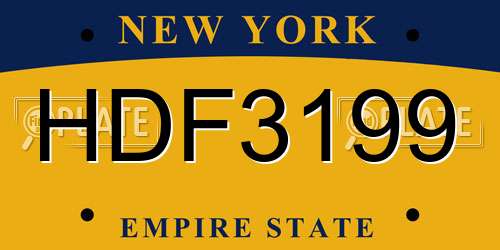 HDF3199 New York License Plate