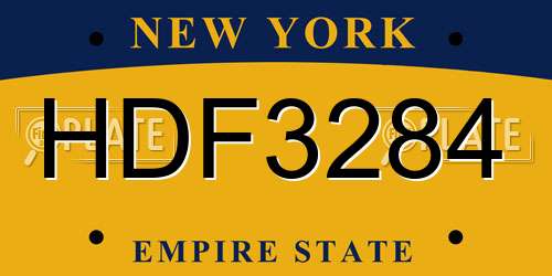 HDF3284 New York License Plate
