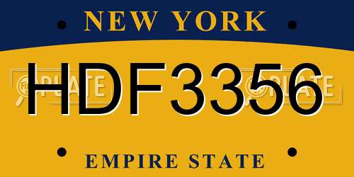 HDF3356 New York License Plate