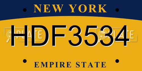 HDF3534 New York License Plate