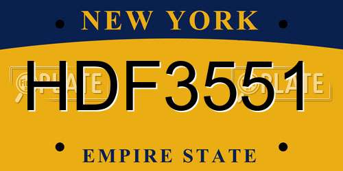 HDF3551 New York License Plate