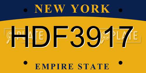 HDF3917 New York License Plate