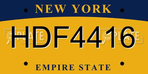 HDF4416 New York License Plate