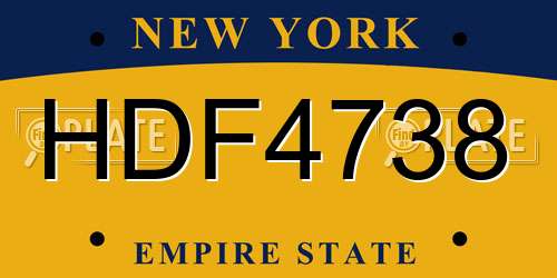 HDF4738 New York License Plate