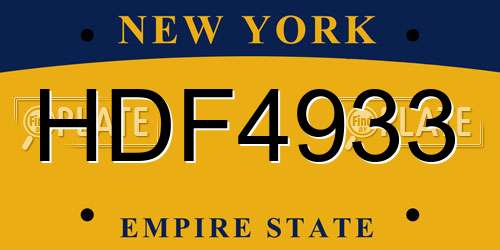 HDF4933 New York License Plate