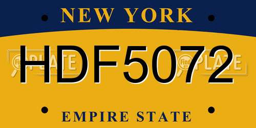 HDF5072 New York License Plate