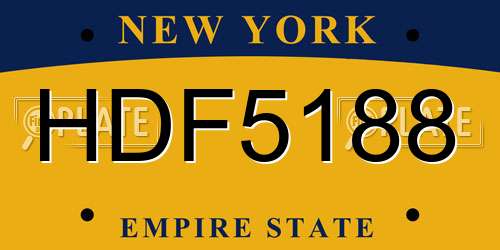 HDF5188 New York License Plate