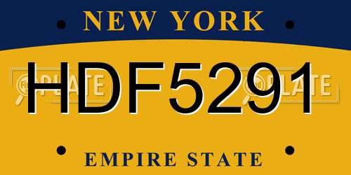 HDF5291 New York License Plate