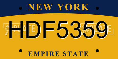 HDF5359 New York License Plate