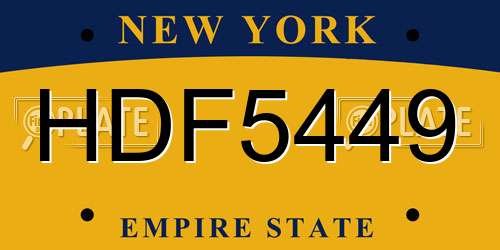 HDF5449 New York License Plate