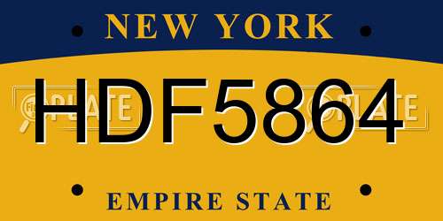 HDF5864 New York License Plate