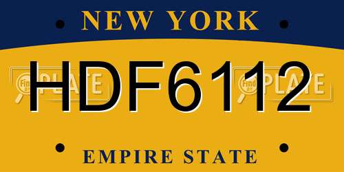 HDF6112 New York License Plate