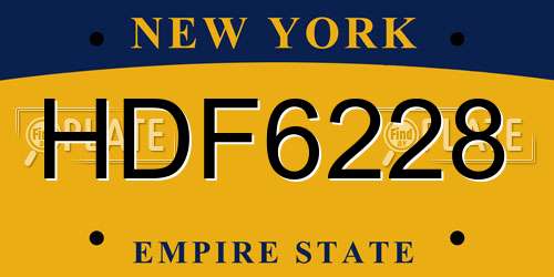 HDF6228 New York License Plate