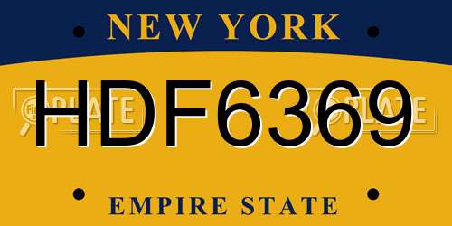HDF6369 New York License Plate