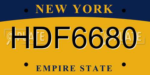 HDF6680 New York License Plate