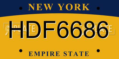 HDF6686 New York License Plate