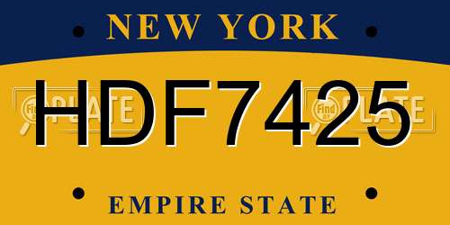 HDF7425 New York License Plate