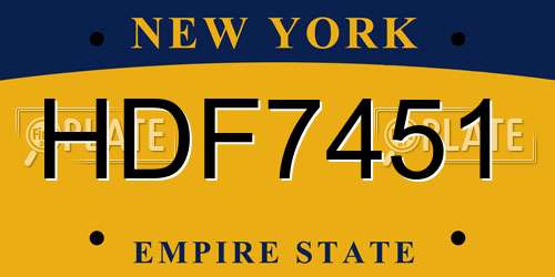HDF7451 New York License Plate