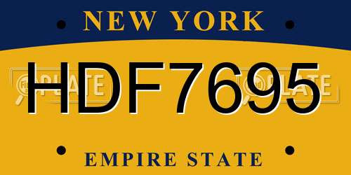 HDF7695 New York License Plate