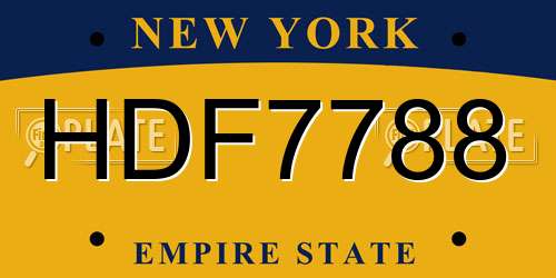 HDF7788 New York License Plate
