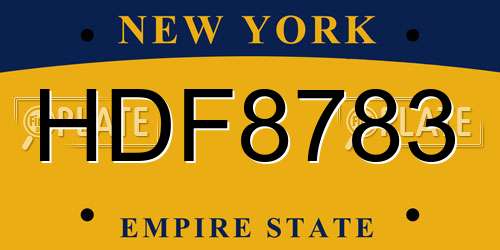 HDF8783 New York License Plate