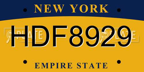 HDF8929 New York License Plate