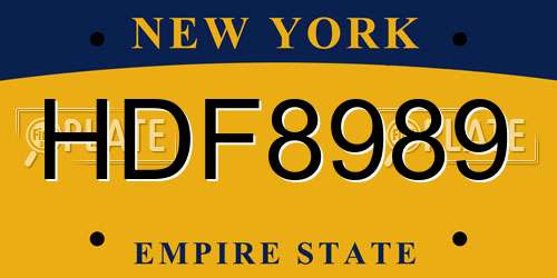 HDF8989 New York License Plate