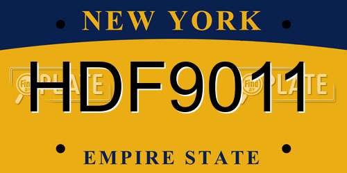 HDF9011 New York License Plate