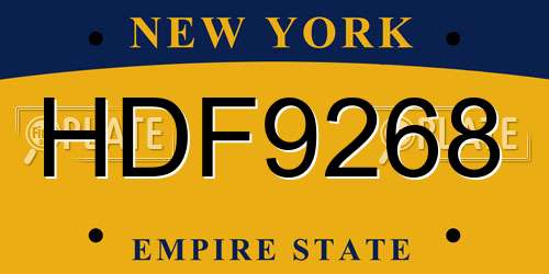 HDF9268 New York License Plate