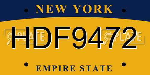 HDF9472 New York License Plate