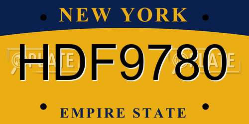 HDF9780 New York License Plate