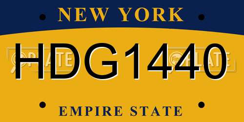HDG1440 New York License Plate