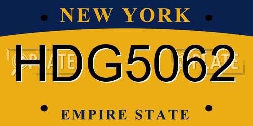 HDG5062 New York License Plate
