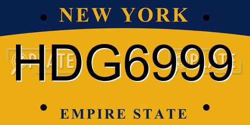 HDG6999 New York License Plate