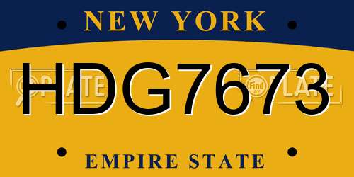 HDG7673 New York License Plate