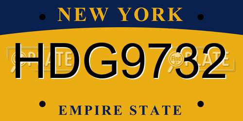 HDG9732 New York License Plate