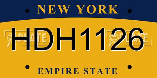 HDH1126 New York License Plate