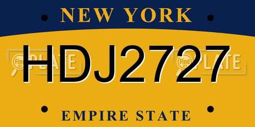 HDJ2727 New York License Plate