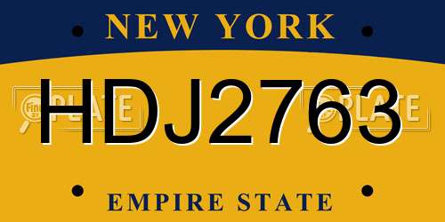 HDJ2763 New York License Plate