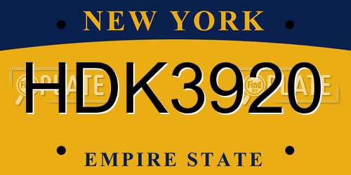 HDK3920 New York License Plate