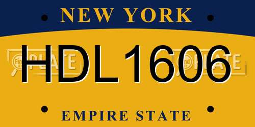 HDL1606 New York License Plate