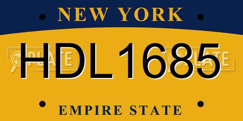 HDL1685 New York License Plate