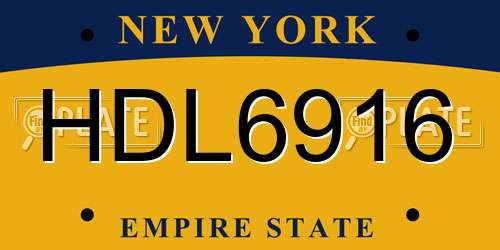 HDL6916 New York License Plate